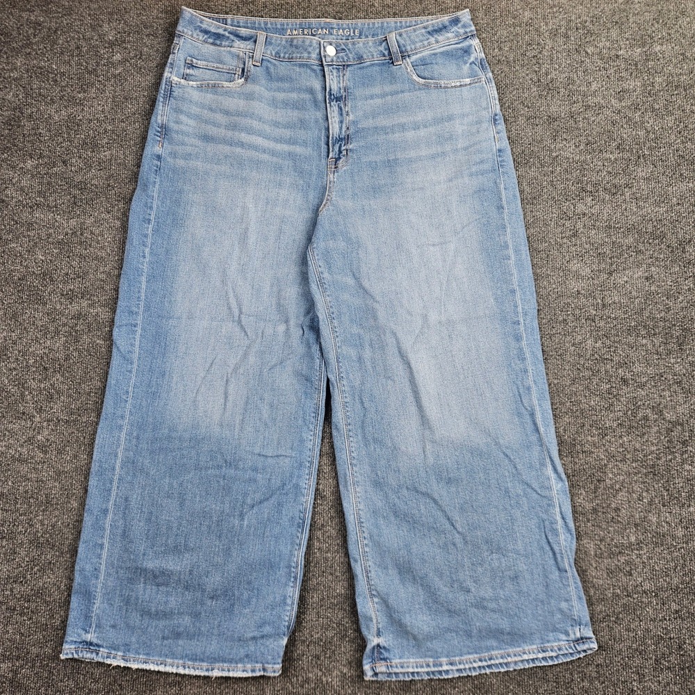 American Eagle Outfitters Light Blue Wide Leg Jeans for Women